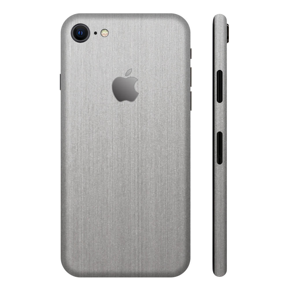 iPhone7 シルバーブラッシュメタル 全面カバー